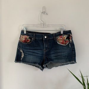 Floral Denim Shorts